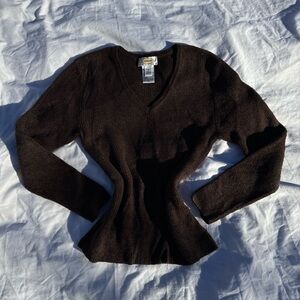 Talbots Chocolate Knit V-Neck Top